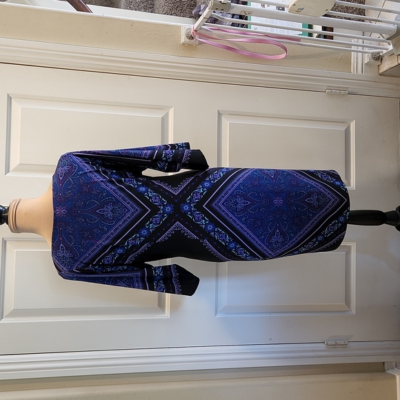 London Times purple geometric sheath shift dress, size 12 - Picture 2 of 8